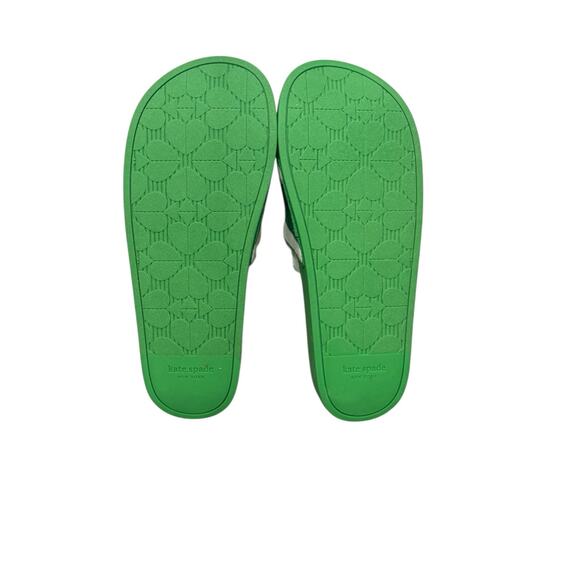 NIB! Kate Spade Buttercup Canvas Green Tropical Pool Slide Sandals - Size 7 - Picture 9 of 10